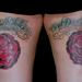 Tattoos - Thigh roses and lettering  - 76748